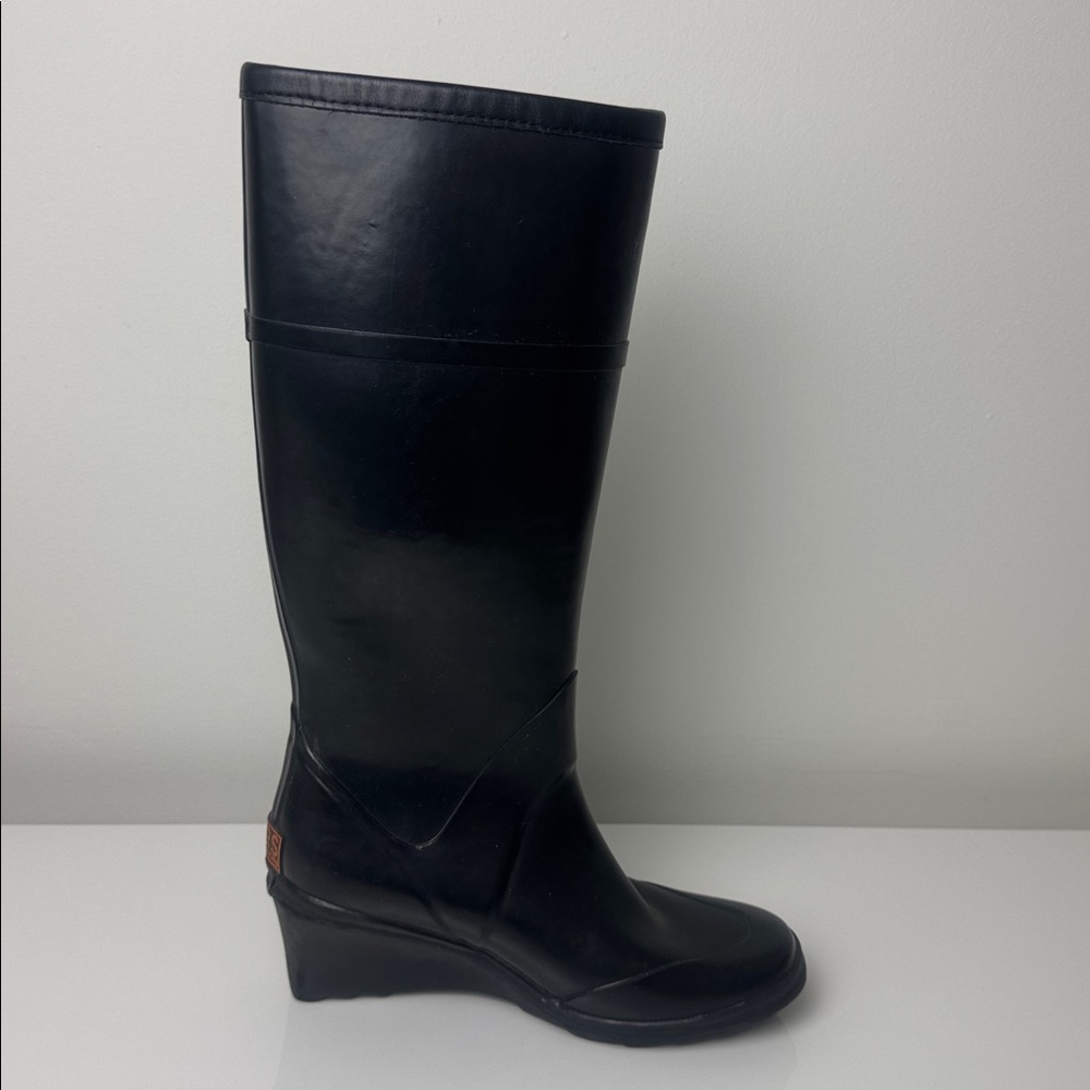 KORS Michael Kors Black Ruby Wedge Knee-High Rain Boots – Women’s US 7 - Picture 4 of 9